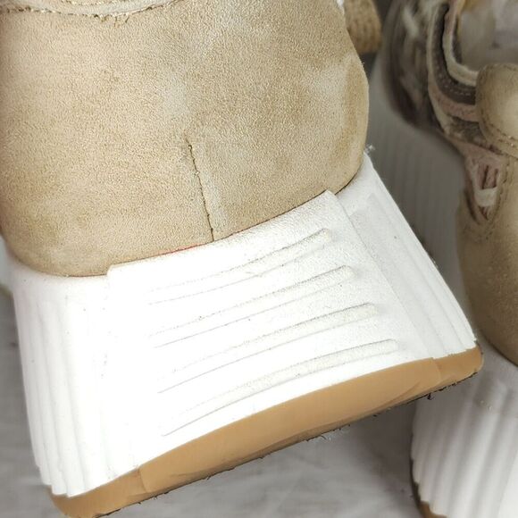 SOFTWAVES Women's Ardi US9,5-10 Sand Leather Raffia Woven Platform Sneakers - Picture 16 of 16